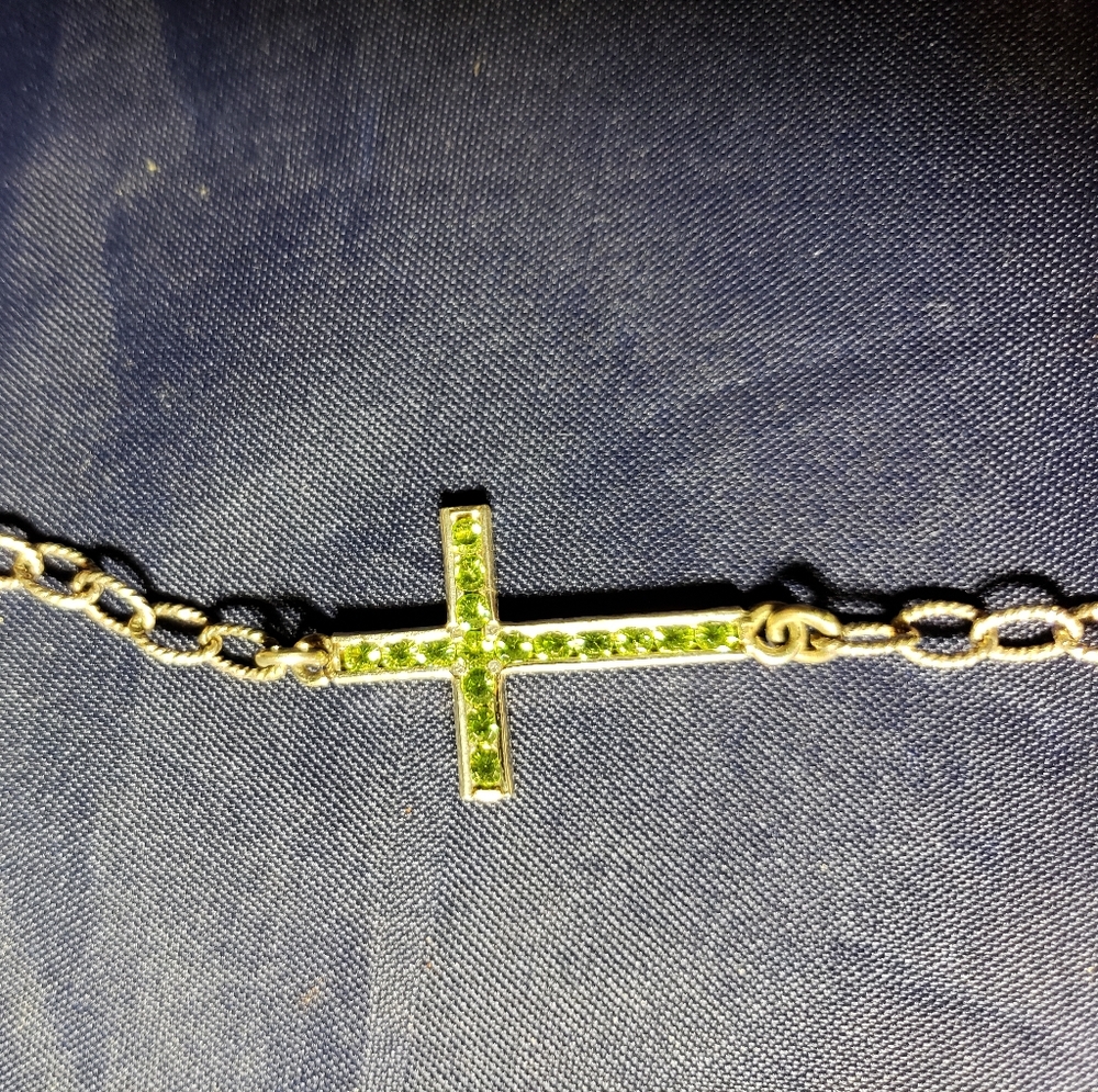 Hand made sterling silver cross with crystals